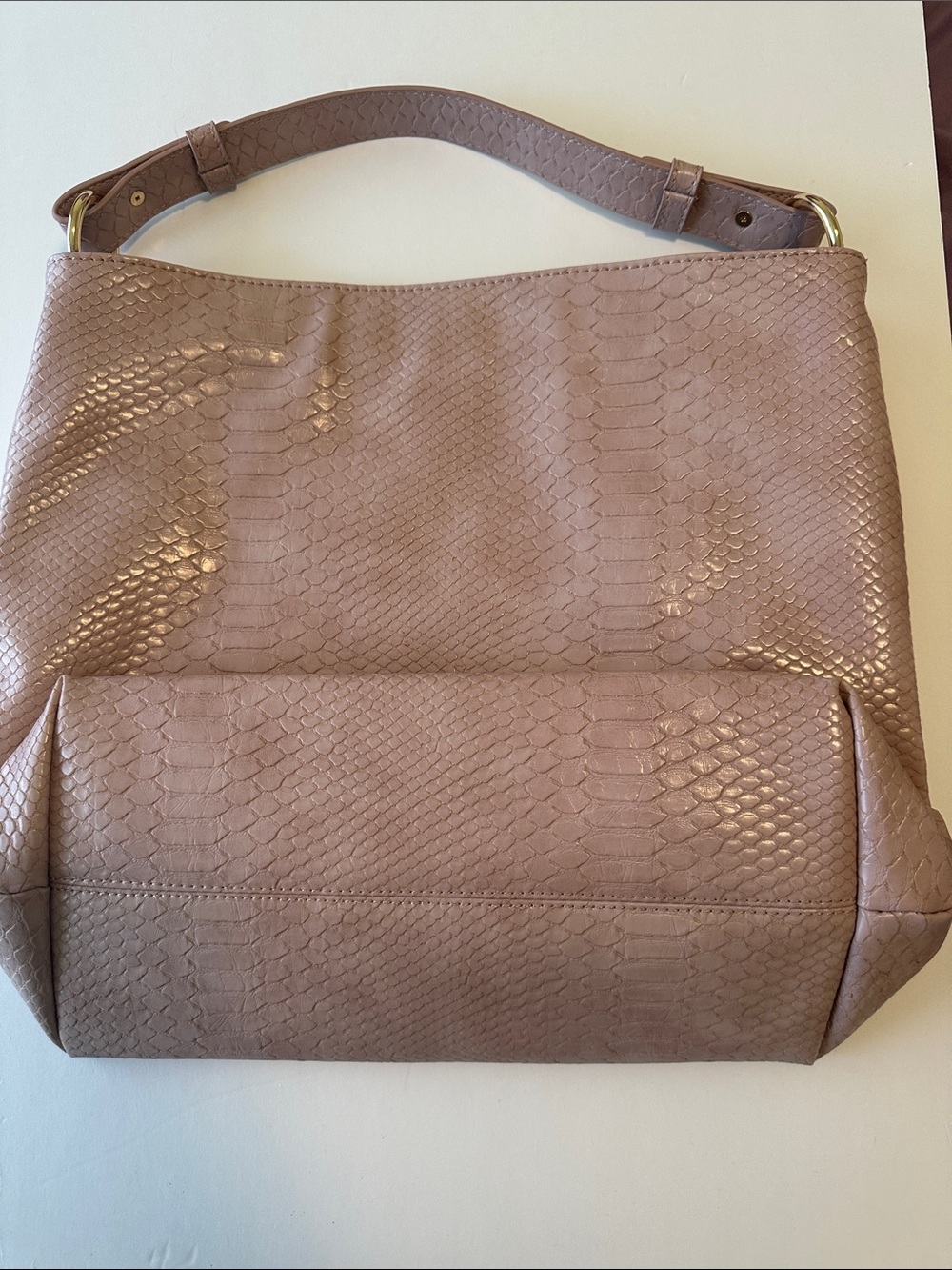 Light pink Snake-Print Shoulder Bag with Single Strap - Picture 2 of 4